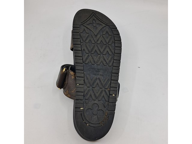 Slippers, louis vuitton, bruin/zwart, maat 38,5 - afbeelding 6 van  9