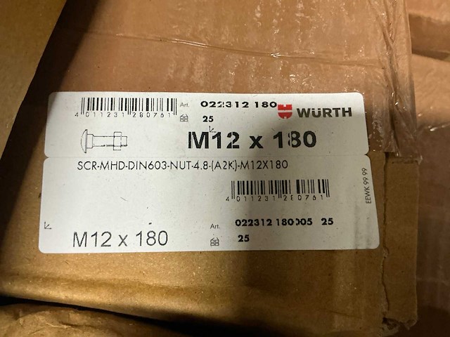 Slotbout m12x180 mm (500 stuks) - afbeelding 2 van  3