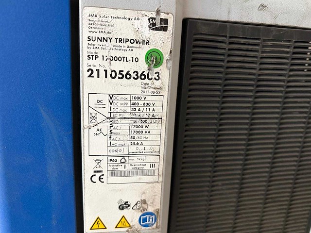 Sma - sunny tripower - gebruikte (17 kw) omvormer (2x) - afbeelding 2 van  2