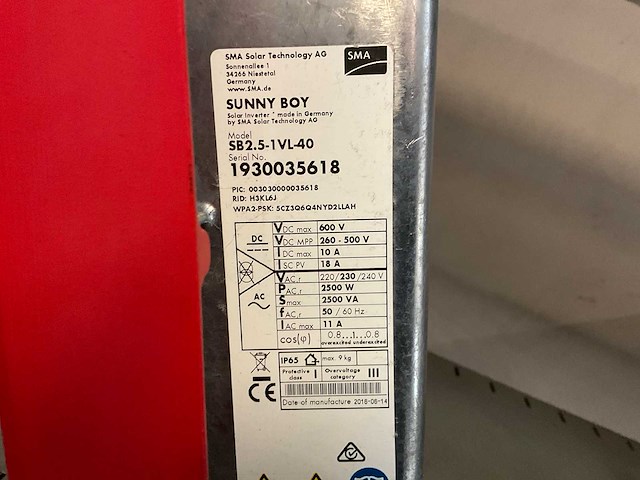 Sma sunny boy 2.5-1 vl-40 omvormer - afbeelding 2 van  2
