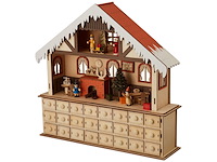 Small foot houten adventskalender woonkamer met lichtjes - afbeelding 3 van  4