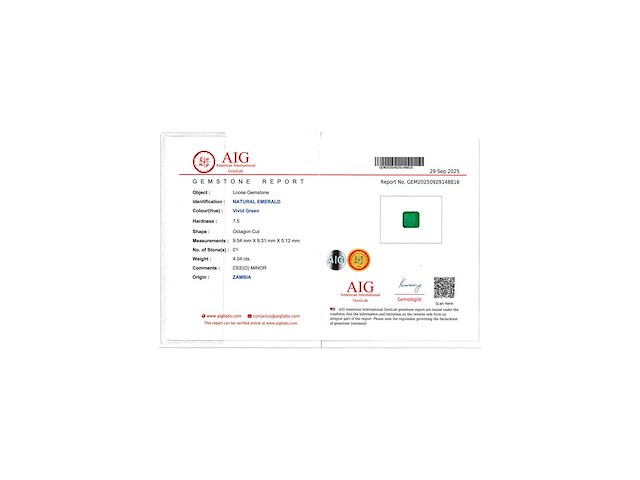 Smaragd - 4.04 carat echte natuurlijke smaragd - afbeelding 3 van  6