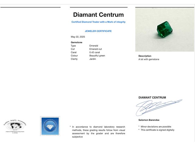 Smaragd 0.42 carat colombiaanse smaragd zeer hoge kwaliteit - afbeelding 3 van  3