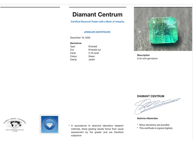 Smaragd 2.16 carat natuurlijke smaragd - afbeelding 3 van  5