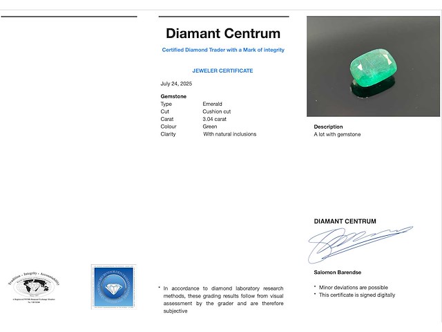 Smaragd 3.04 carat natuurlijke smaragd - afbeelding 4 van  4