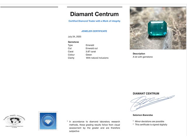 Smaragd 3.87 carat natuurlijke smaragd - afbeelding 3 van  4