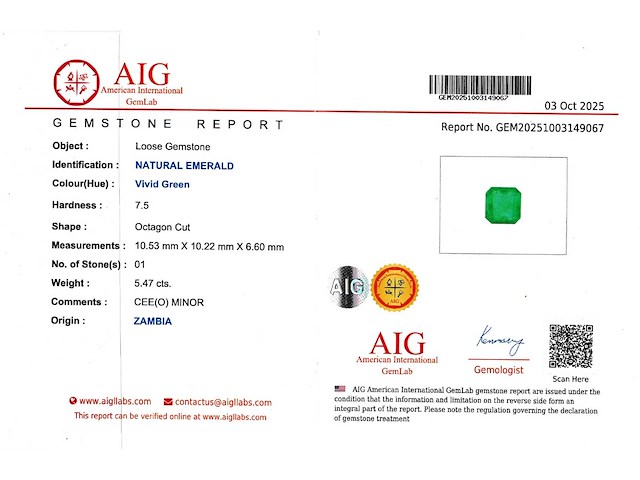 Smaragd 5.47 carat natuurlijke smaragd - afbeelding 5 van  5