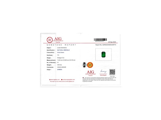 Smaragd 5.80 carat natuurlijke smaragd - afbeelding 3 van  6
