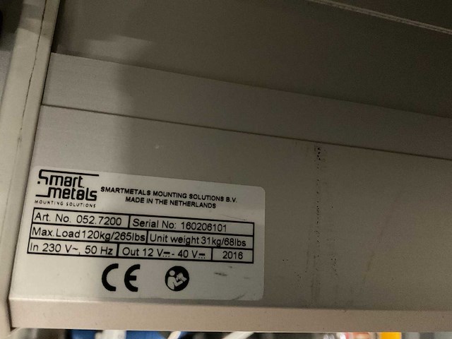 Smartmetals 052.7200 elektrische wand-/vloerlift (6x) - afbeelding 3 van  4