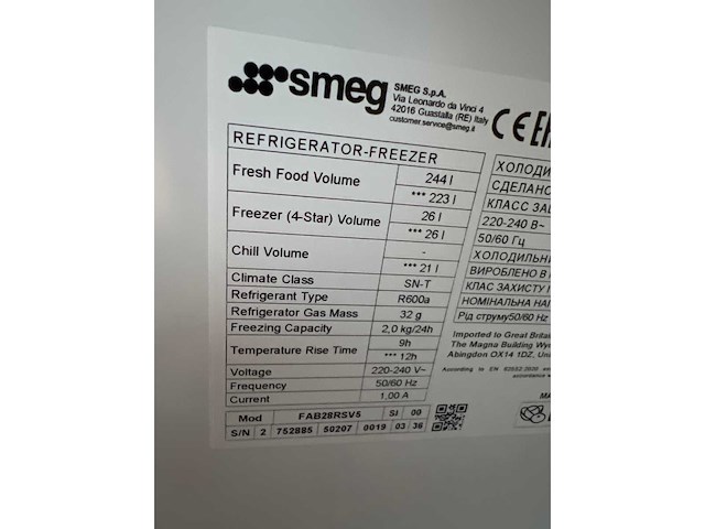 Smeg fab28rsv5 combi-koelkast vrijstaand 270 l d zilver - afbeelding 3 van  6