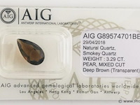 Smokey quartz 3.29ct aig certified - afbeelding 2 van  4
