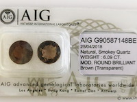 Smokey quartz 6.09ct aig certified - afbeelding 2 van  4