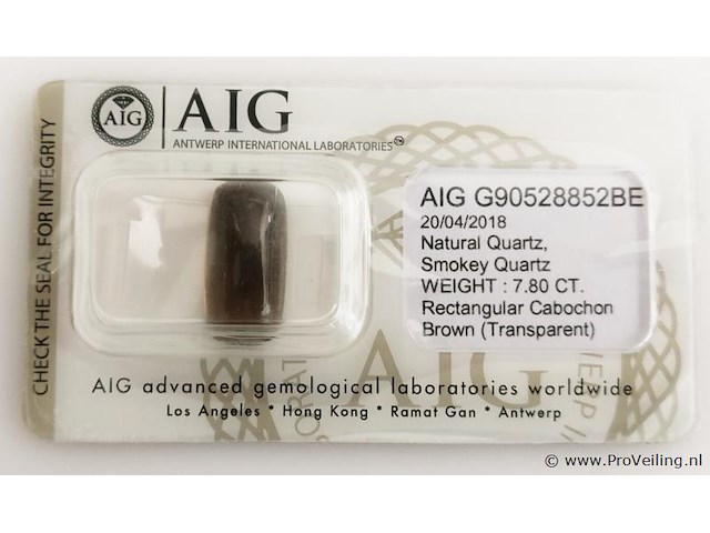 Smokey quartz 7.80ct aig certified - afbeelding 2 van  4