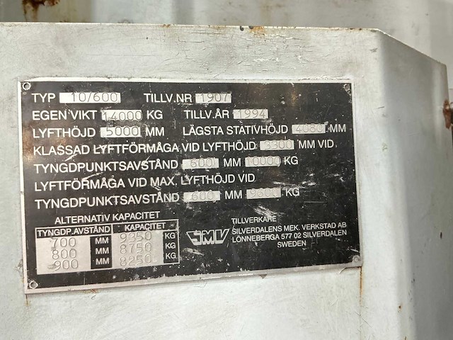 Smv - 1994 - 10/600 - vorkheftruck - afbeelding 14 van  16