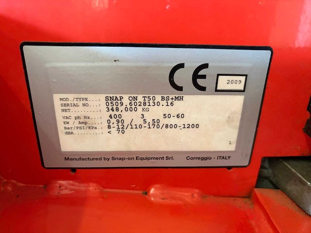 Snapon - 2009 - t50 - banden de- en monteer apparaat - afbeelding 11 van  11