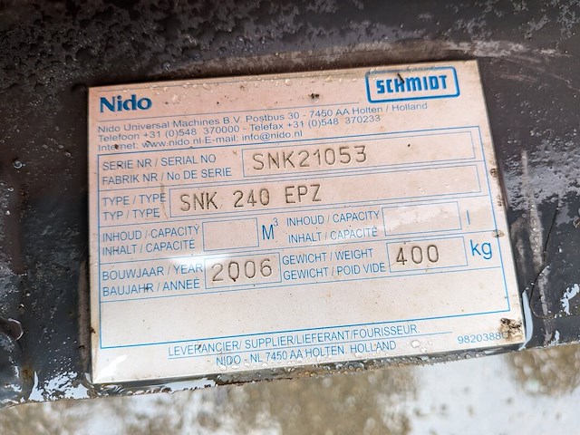 Sneeuwploeg nido | schmidt, snk 240 epz, bouwjaar 2006 - afbeelding 8 van  17