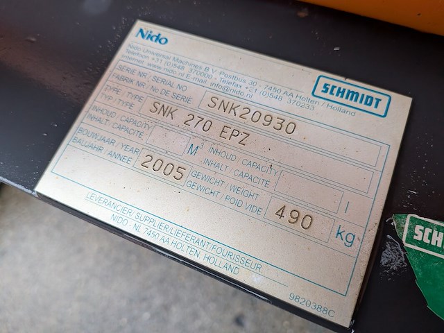 Sneeuwploeg, nido | schmidt, snk 270 epz, 2005 - afbeelding 10 van  21