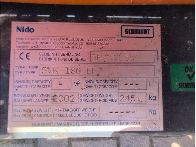 Sneeuwploeg, nido, snk 180 epz, 2002 - afbeelding 7 van  9