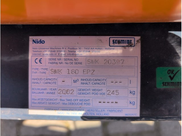 Sneeuwploeg, nido, snk 180 epz, 2002 - afbeelding 4 van  6