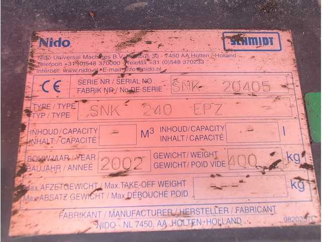 Sneeuwploeg, nido, snk 240 epz, 2002 - afbeelding 6 van  9
