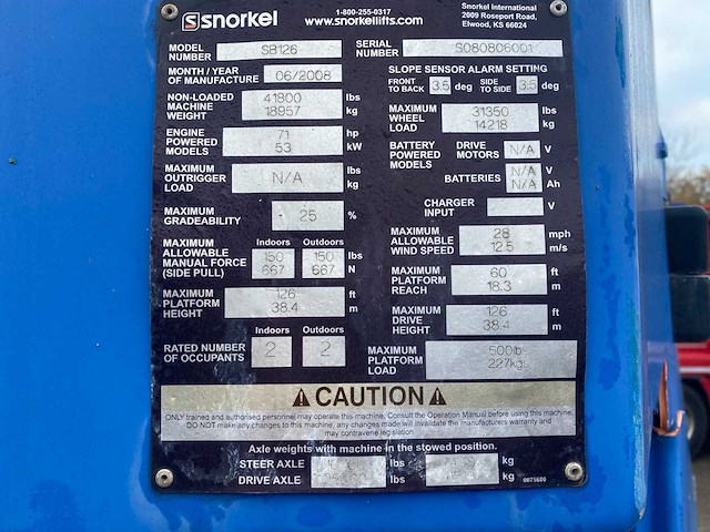 Snorkel - 2008 - sb126 38,4 meter - hoogwerker - afbeelding 33 van  33