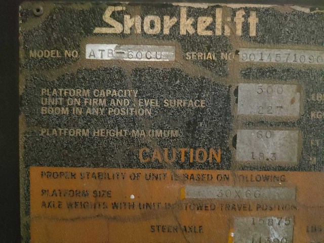 Snorkelift atb 60cu hoogwerker - afbeelding 6 van  9