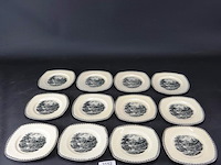 Societé ceramique maestricht gebaksbordjes. deco landschap - afbeelding 1 van  5