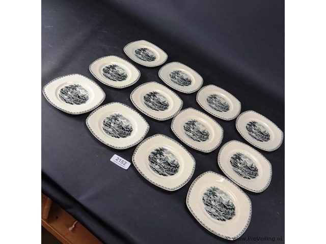 Societé ceramique maestricht gebaksbordjes. deco landschap - afbeelding 2 van  5