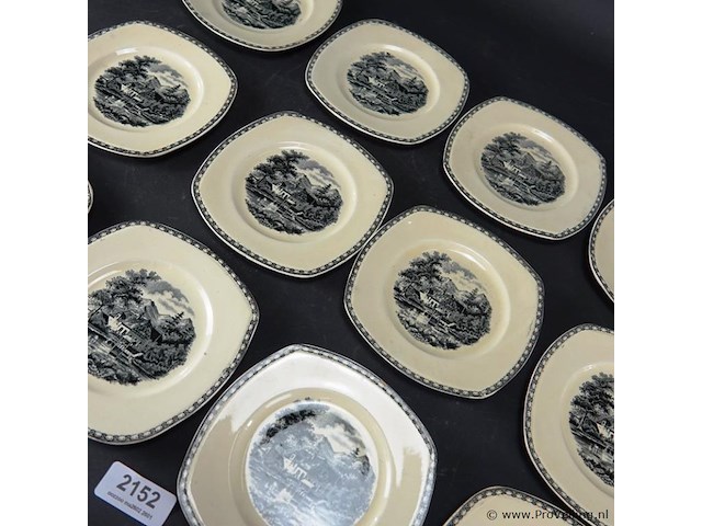 Societé ceramique maestricht gebaksbordjes. deco landschap - afbeelding 3 van  5