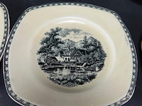 Societé ceramique maestricht gebaksbordjes. deco landschap - afbeelding 4 van  5