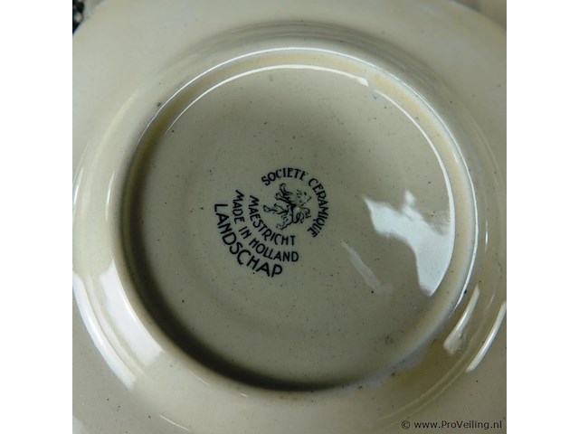 Societé ceramique maestricht gebaksbordjes. deco landschap - afbeelding 5 van  5