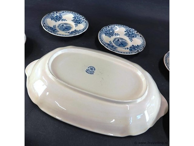 Société céramique maestricht serviesdelen in het peacock blauw decor - afbeelding 4 van  5