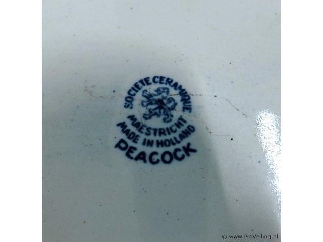 Société céramique maestricht serviesdelen in het peacock blauw decor - afbeelding 5 van  5