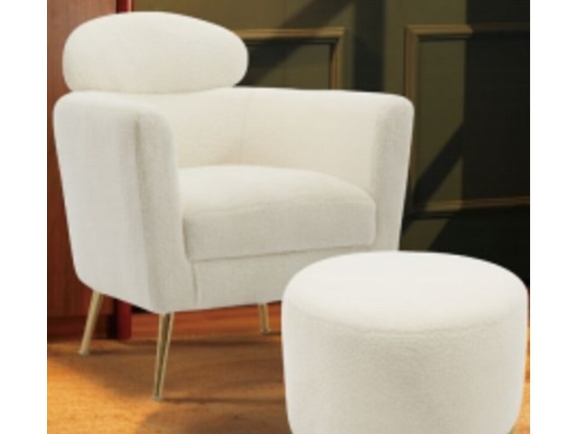 Sofa chair beige met hocker teddy, 2025 - afbeelding 1 van  2