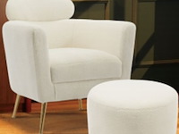 Sofa chair beige met hocker teddy, 2025