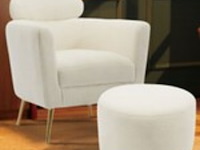 Sofa chair en hocker, beige teddy, 2025 - afbeelding 1 van  2