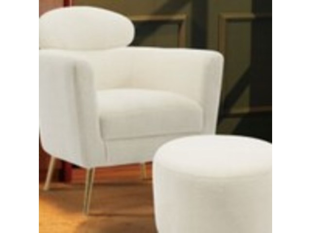 Sofa chair met hocker, teddy beige - afbeelding 1 van  2