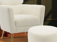 Sofa chair met hocker, teddy beige - afbeelding 1 van  2