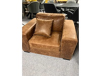 Sofa richmond xxl fauteuil bruin leder massief beuken romp koudschuim gevuld nosag geveerd - afbeelding 1 van  4