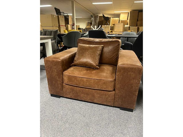 Sofa richmond xxl fauteuil bruin leder massief beuken romp koudschuim gevuld nosag geveerd - afbeelding 2 van  4
