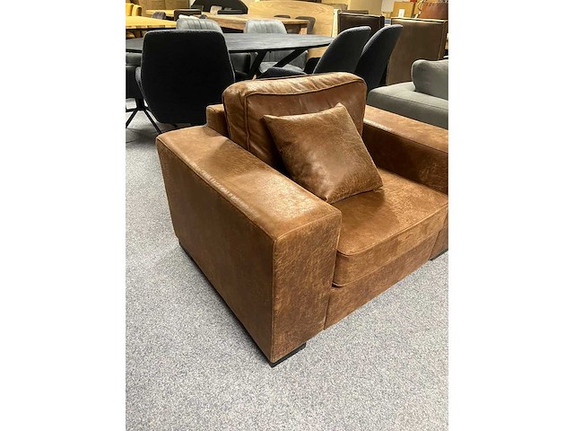 Sofa richmond xxl fauteuil bruin leder massief beuken romp koudschuim gevuld nosag geveerd - afbeelding 3 van  4