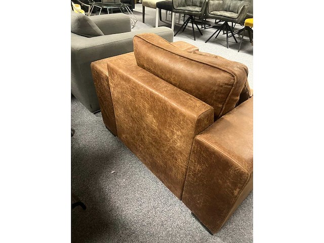 Sofa richmond xxl fauteuil bruin leder massief beuken romp koudschuim gevuld nosag geveerd - afbeelding 4 van  4