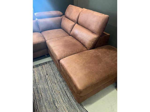 Sofa vol leren cognac electrisch verstelbaar ca 280x240 nieuw - afbeelding 1 van  5