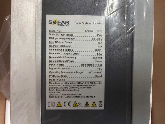 Sofar sofar solar 1100tl omvormer - afbeelding 4 van  4