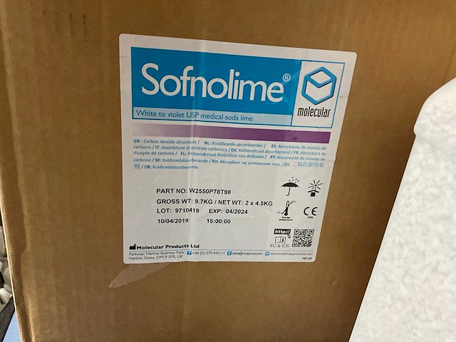 Sofnolime absorptiemiddel / ademkalk (4,5kg) (10x) - afbeelding 3 van  4
