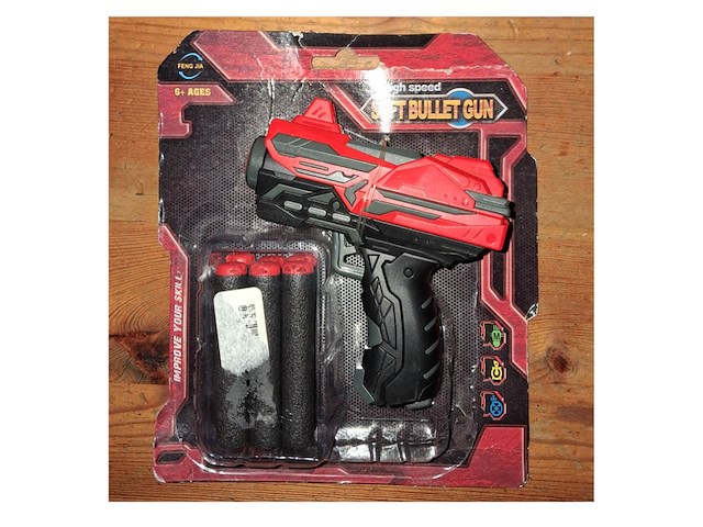Soft bullet gun klein gun + 6 patronen vanaf 6 jaar - afbeelding 1 van  3