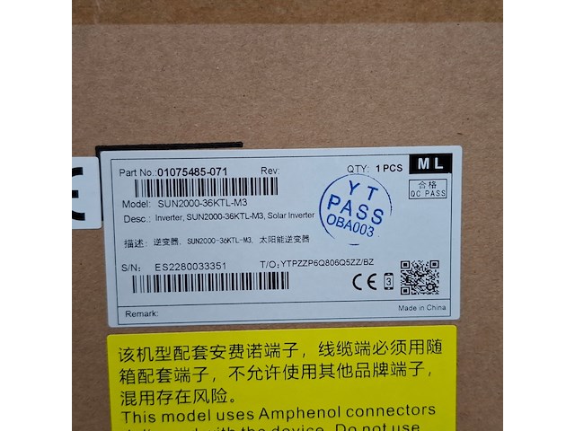 Solar omvormer, huawei, sun2000-36ktl-m3 - afbeelding 5 van  13