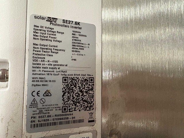 Solaredge - se27.6k - gebruikte omvormer t.b.v. zonnepanelen (2x) - afbeelding 3 van  3