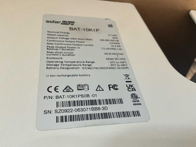 Solaredge bat-10k1p thuisbatterij - afbeelding 8 van  8