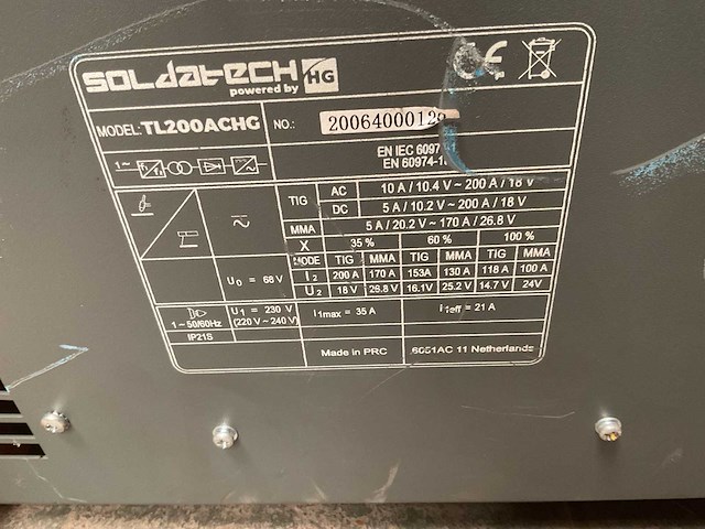 Soldatech tl200achg tig lasapparaat - afbeelding 4 van  4